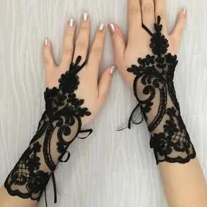 Women Wedding Fingerless Gloves Lace White Black High Quality Wedding Gloves Mittens Accessory Girl Party Sexy Gloves Guante