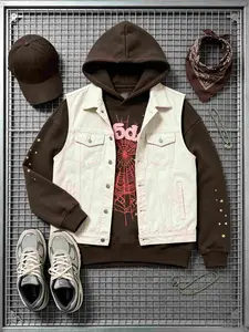 Y2K unisex oversized hoodie, classic hip hop punk style. Adopts spider web and letter graphic patterns, vintage Harajuku design. Long sleeve street wear top, comfy and fashionable for men and women daily outfits.