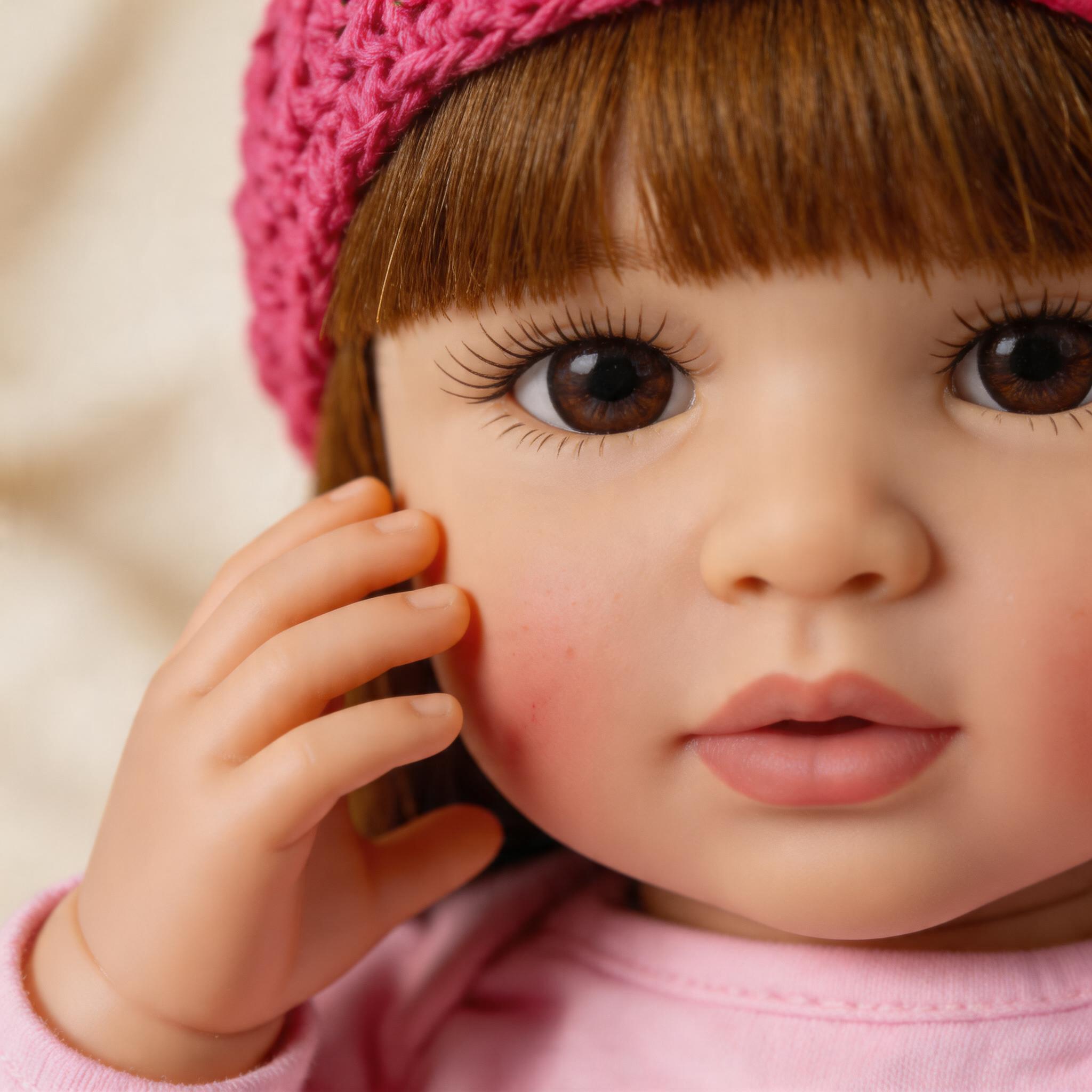22-Inch (55 cm) Reborn Doll — Featuring Beautiful Large Eyes, a Pink Dress, and a Matching Hat. An Ideal Companion Doll, Perfect for Holiday or Birthday Gifts.