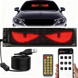 Viral Devil Eyes Car LED Light Emblem! Bluetooth APP Programmable Flexible Car Display, Custom Text+Pre-Made Animations Auto Dashboard Decor | Black Friday Big Savings Auto Mod Accessory