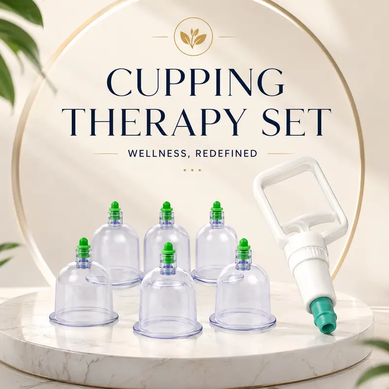 6PCS Cupping Set with Manual Vacuum Pump, Reusable Cupping Cups for Home Massage & Relaxation Clear Gentle Storage Body Care Adjustable