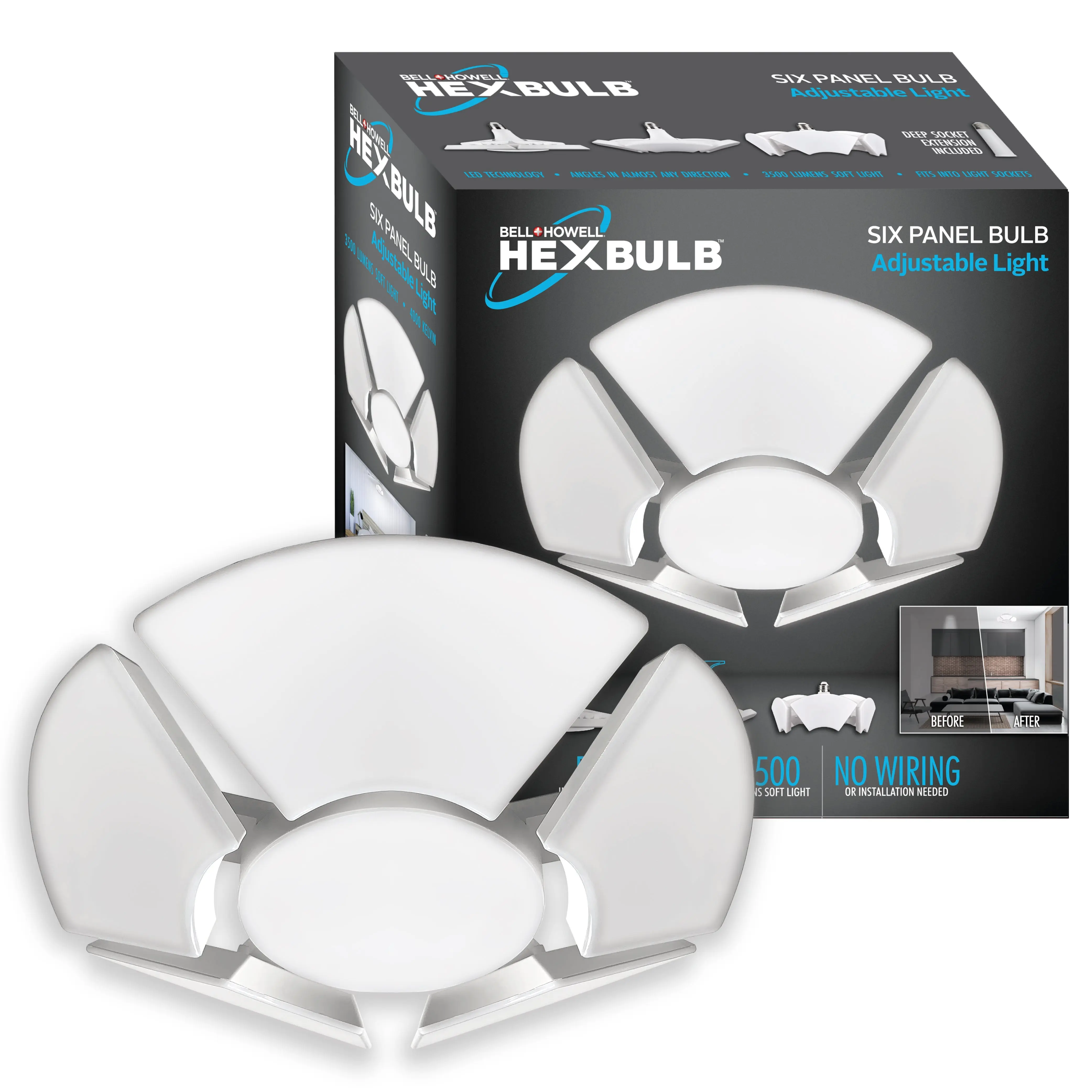 Hexbulb Adjustable 6-Panel Light Bulb - 3500 Lumens Hexbulb Adjustable 6-Panel Light Bulb - 3500 Lumens