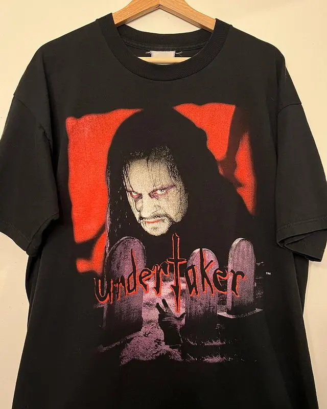 Women's Fitted Casual Short-Sleeve Round Neck-Crew Neck The Undertaker Graphic T-Shirt - 1998 Vintage Lord of Darkness Double-Sided Printed Cotton WWE Streetwear, Shortsleeve, Tshirt, Lady, Lightweight, Cold Wash, Cute, Top, All Seasons, Do Not Bleach, To