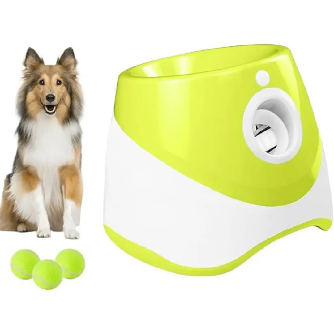 3 Mode Adjustable Pet Toy with Tennis Balls, Automatic Dog Ball Launcher & 3 Balls, Pet Supplies for Indoor Outdoor Interactive Playing