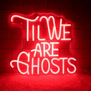 1pc Til We Are Ghosts Neon Sign,Halloween Decorative Letter Lights — Fun, Spooky, and Gothic-Style LED Wall Signage; An Exclusive Gift for Couples, Perfect for Windows, Entryways, Bedrooms, and "Man Caves."