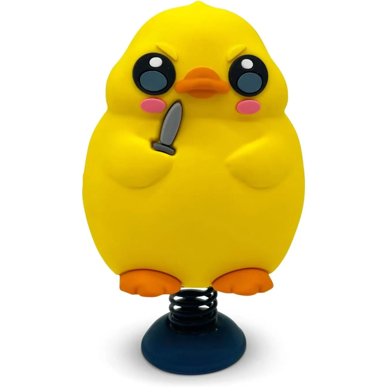 Duck with Knife Dashboard Dancer – Hilarious Bobblehead Angry Duck Holding a Knife – Funny Car Dashboard Toy – Soft Plastic w/ Adhesive Pad – Cute, Quirky Gift for Drivers, Office Desks & Gag Gift