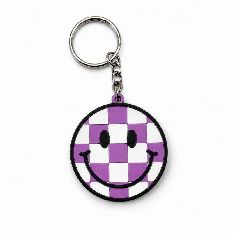 Cute 3D-Printed Smiley Face Pop Tab Keychain, Compact Durable Design with Clip, Fashion Accessory for Daily Use