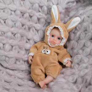 6 Inch Solid Silicone Baby Mini Dolls -Loulou Eyes Opened Full Body Realistic Newborn Reborn Baby Doll with Clothes Set Christmas Toy for Kids Ages 3+