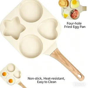 4-Hole Breakfast Maker with Heart & Star Molds, Medical Stone Coated Pancake Pan, Egg Burger Skillet, Multi-Function Mini Griddle for Gas Stove & Induction Cooktop, Easy Clean Kitchen Cookware for Homemade Breakfast, Pancakes, Burgers