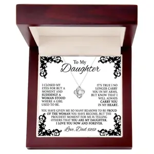 To My Daughter Necklace, I Closed My Eyes, Gift From Dad, Love Knot Necklace, Birthday Gift, Inspirational Strength Gift, Daughter Necklace