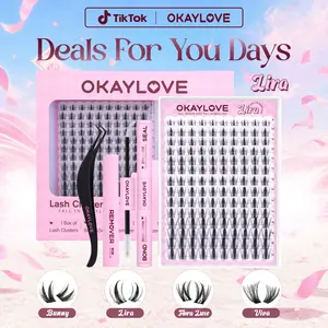 OKAYLOVE Lira Lash Clusters Kit Okaylovelashes with Long-lasting Lash Bond and Seal,Tweezers and Remover for DIY Eyelash at Home for Natural Makeup Girl Gifts #Summervibes DealsForYouDays