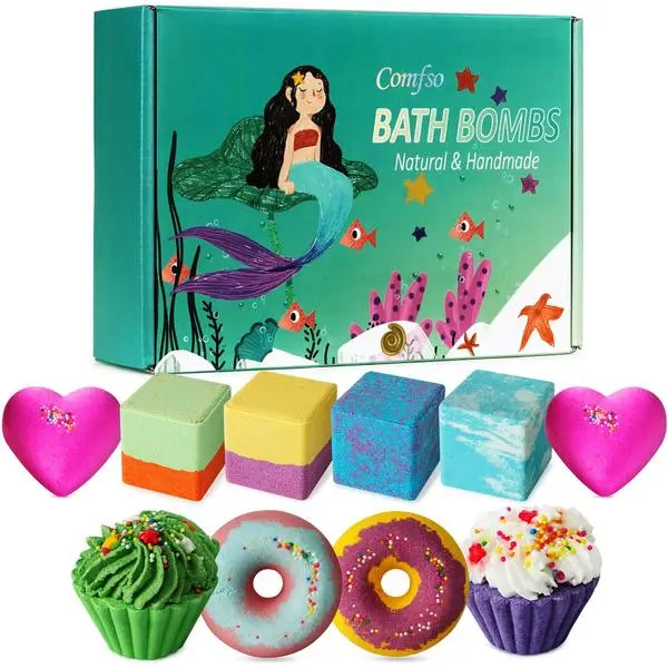 10 Bath Bombs for Kids, Bath Bomb Gift Set, Natural Bubble Bathbombs, Shea Butter Dry Skin Moisturize, Fizzy Spa Bath for Her Mom Women Kids Girls Girlfriend, Birthday, Mothers Day Gifts