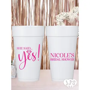 She Said Yes! Personalized Bridal Shower Foam Cups