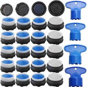 24PCS Faucet Cache Aerators with 4PCS Faucet Aerator Key Removal Wrench, Water Saving Flow Restrictor Set Replacement Part, for Bathroom or Kitchen Sink, Male Threads 16.5 18.5 21.5 24