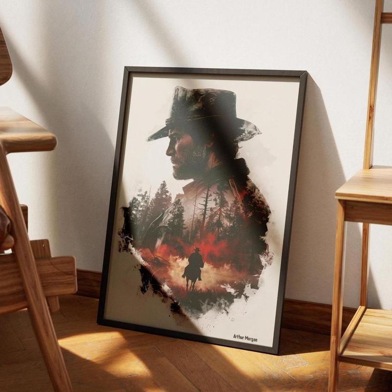 Arthur Morgan Portrait Unframed Wall Art Poster – Red Dead Redemption 2|           Game Lovers’ Wall Print Collection|           Gaming Character Decor for Living Room, Bedroom & More(Note: Frame shown for display only)