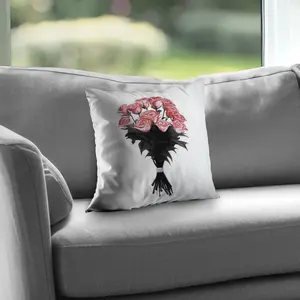 360 Stand 14x14 in. Standard Size Poly Twill Weave Throw Pillow Insert, Vibrant Floral Bouquet Print, Romantic Look Soft Furnishing for Kitchen, Vibrant Print