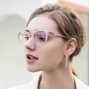 TR90 material frame, retro-style women's cat-eye anti-blue light flat glasses frame, optical eyeglass frame suitable for computer, mobile phone, and TV