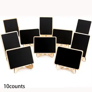 Mini Blackboard Signs Set, 10 Pack Small Desktop Labels with Stand, Wooden Blackboards for Display Cards Food Tags Wedding Decorations, Writing Board