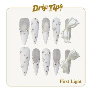 DripTips｜FIRST LIGHT 10PCS Handmade Press On Nails Reusable/Long-Lasting/Salon-Grade