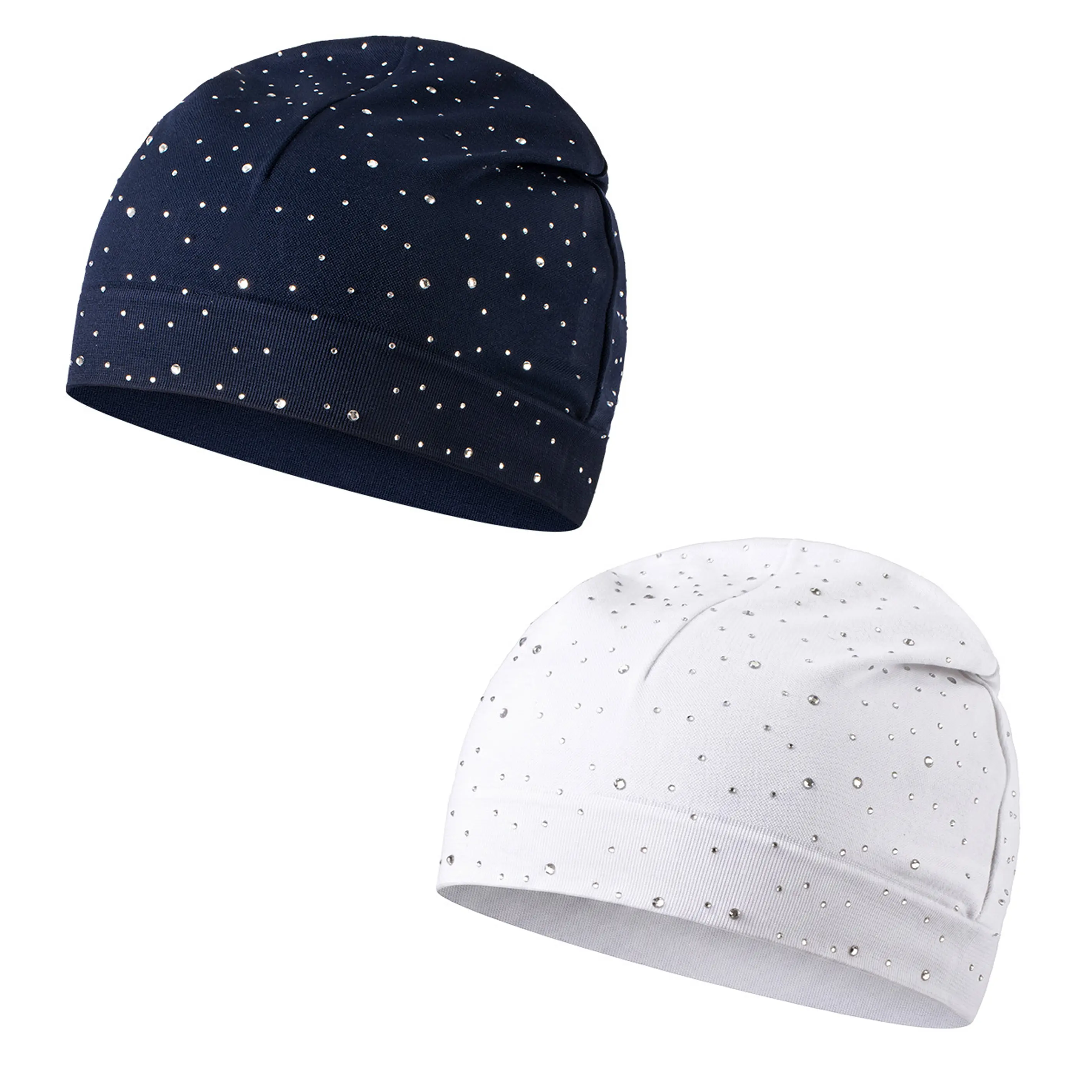 Rhinestone Beanie Hat, Lightweight Stretch Skull Cap with Sparkling Crystal Details, Soft Close-Fit Fashion Beanie for Casual Wear
