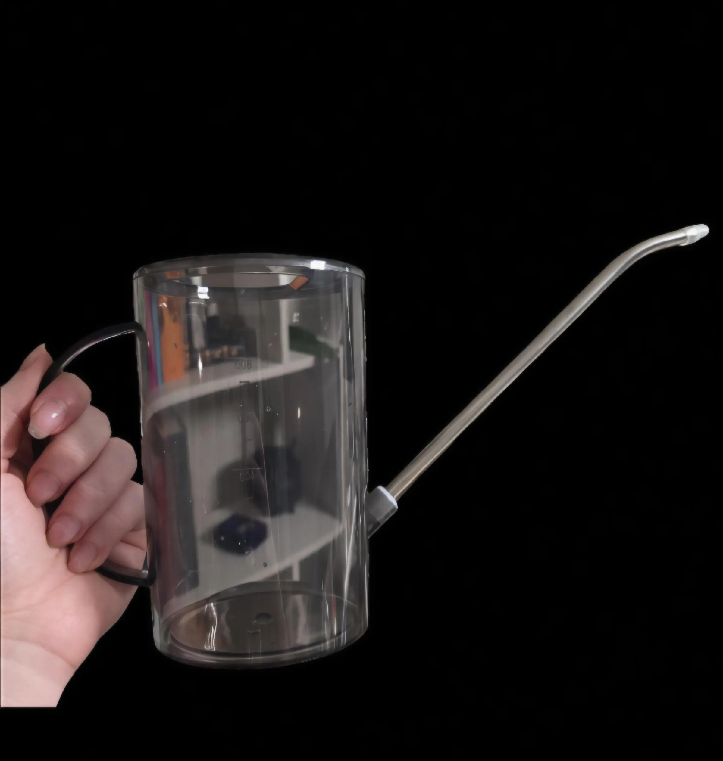 1L Transparent Spout Watering Can for Plant Care - Stainless Steel Long Spout, Easy-to-Hold Lightweight Handle, Minimal Design Garden Watering Accessory