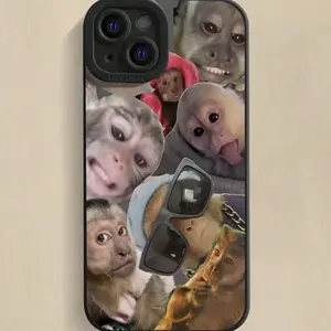 Creative Monkey Pattern Phone Case, Cute Phone Case, Decorative Phone Protector Cover, Phone Accessories for iPhone 11 12 13 14 15 16 Series