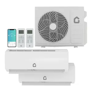 20000 BTU Two-Zone Mini Split Air Conditioner ，20 SEER2 208/230V WiFi wall mounted AC，Inverter w/ R454B Refrigerant，9000+9000 BTU cooling/heating system for 750 Sq.Ft，Heater Pump