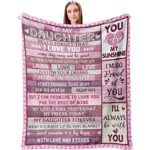 Daughter Blankets 60"X 50", Daughter Gifts from Mom Dad, Birthday Mothers Day Christmas Graduation Gifts for Daughter Adult, Fuzzy Soft Warm Cozy Plush Fleece Flannel Throw Blankets, Printed on One Side with a Plain White Back, Halloween Thanksgiving Chri