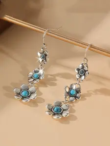 Vintage Petal-Shaped Synthetic Turquoise Pendant Earrings, Exotic Retro Charm, Perfect for Casual Parties and Vacations, Ideal Gift, Turquoise Dangle Earrings