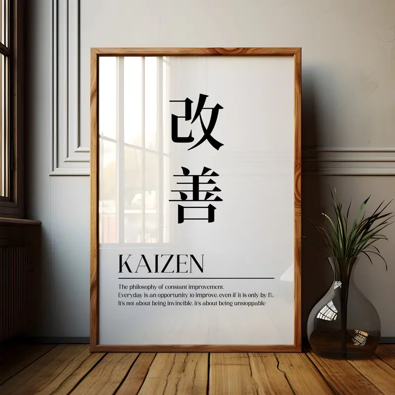 Kaizen Poster, Kaizen Minimalist Japanese Wall Art Quote Print Painting, Kaizen Japanese Quote Poster