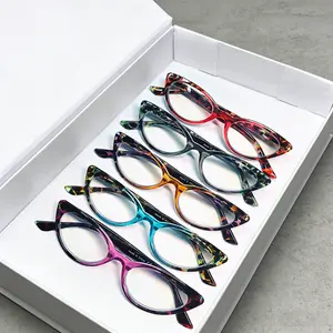 5 pairs of retro cat-eye anti-blue light reading glasses, leopard print design, comfortable spring hinge, fashionable ladies' reading glasses, 0 to +6.0 magnification, festival gift, elegant cat-eye reading glasses