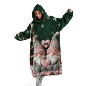 hoodie blanket，Wearable Blanket，Women's Hooded Blanket Sweatshirt, Wearable Blanket Robe, Fashion Sleepwear, Cartoon Doll Print Thick Home Clothes，Christmas Gift,Valentine's Day gift, Soft Warm Throw, Soft Cozy Blanket