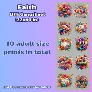G48 Faith DTF Gang Sheet for Playera/Shirts