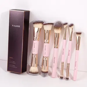 Maange 6-Piece Makeup Brush Set, Makeup Brushes Set, Foundation Brush, Blush Brush, Loose Powder Brush, Eyeshadow Brush, Concealer Brush, Ideal for Home and Travel