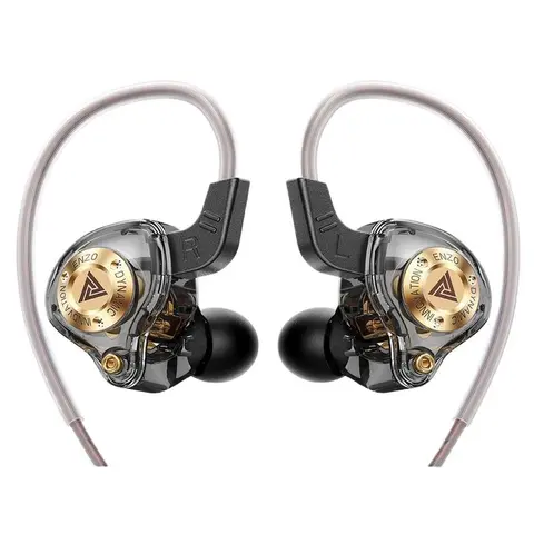 QKZ ENZO 2025 HiFi Wired Earphones - 3.5mm Jack, 125cm+5cm Cable, 8D Stereo Depth, Heavy Bass, Noise Isolation, Mic, Deep Immersion, Headset for Gaming, Sports, High-Quality Audio