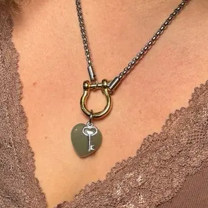 Real Crystal Heart Customizable Necklace Stainless Steel Horseshoe Clasp - Waterproof, Tarnish Proof, Fade Proof, Charm Included