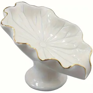 1pc bathroom for Lotus soap rack, countertop ceramic soap rack, automatic drain soap rack Christmas, Christmas gifts