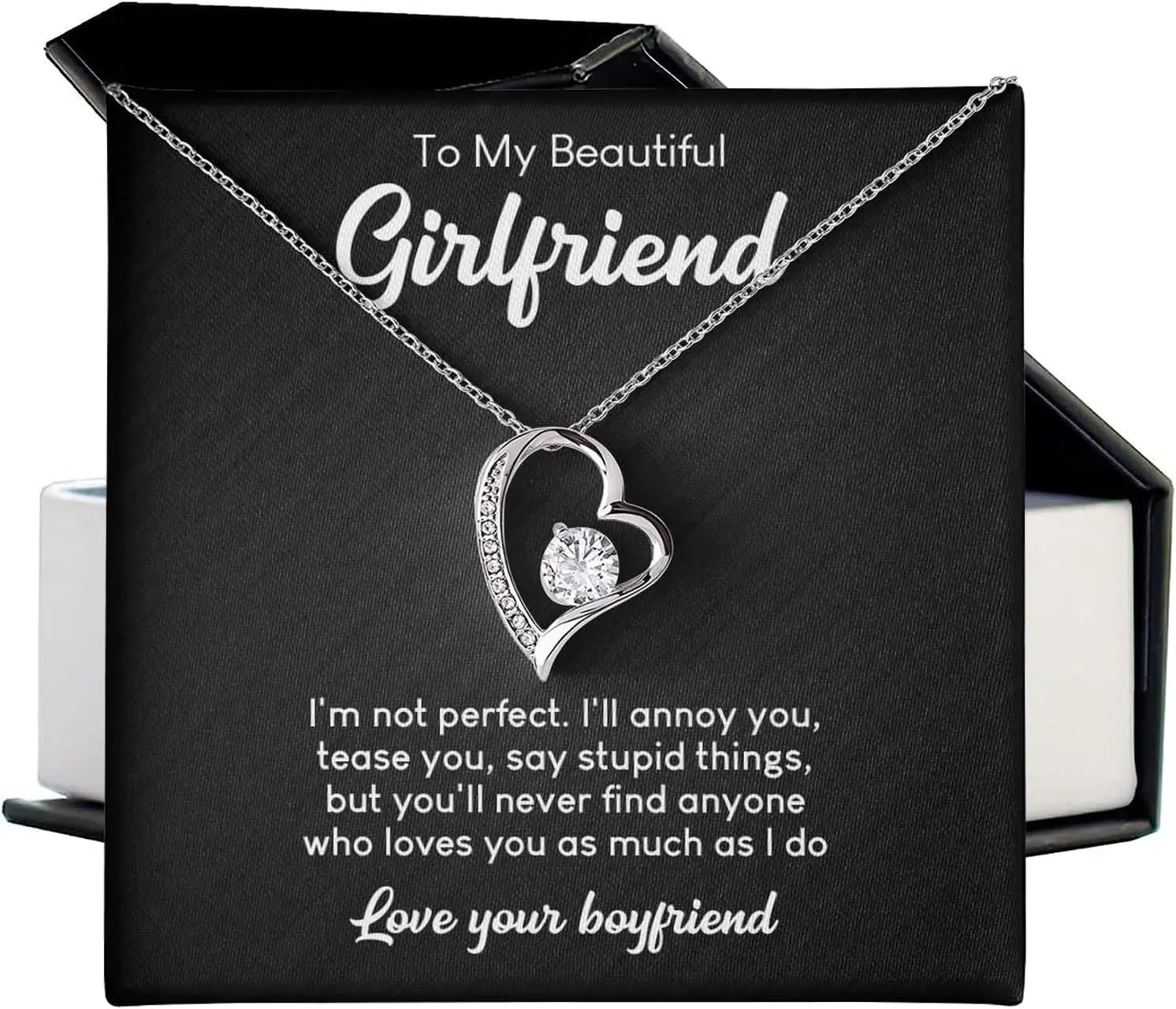 To My Love, Forever Promise Necklace - Romantic Gift for Girlfriend from Boyfriend, Anniversary or Birthday Gift, Love Heart Pendant Necklace