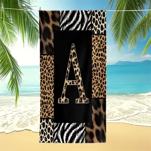 Boho Animal Print Letter Sand-Free Beach Towel, for Beach, SPA, Hot Spring, Pool, Picnic, Camping, Fitness & Yoga, Chair Cover, Water Absorbent, Quick-Dry & Portable, Ideal Housewarming Christmas Birthday Gifts