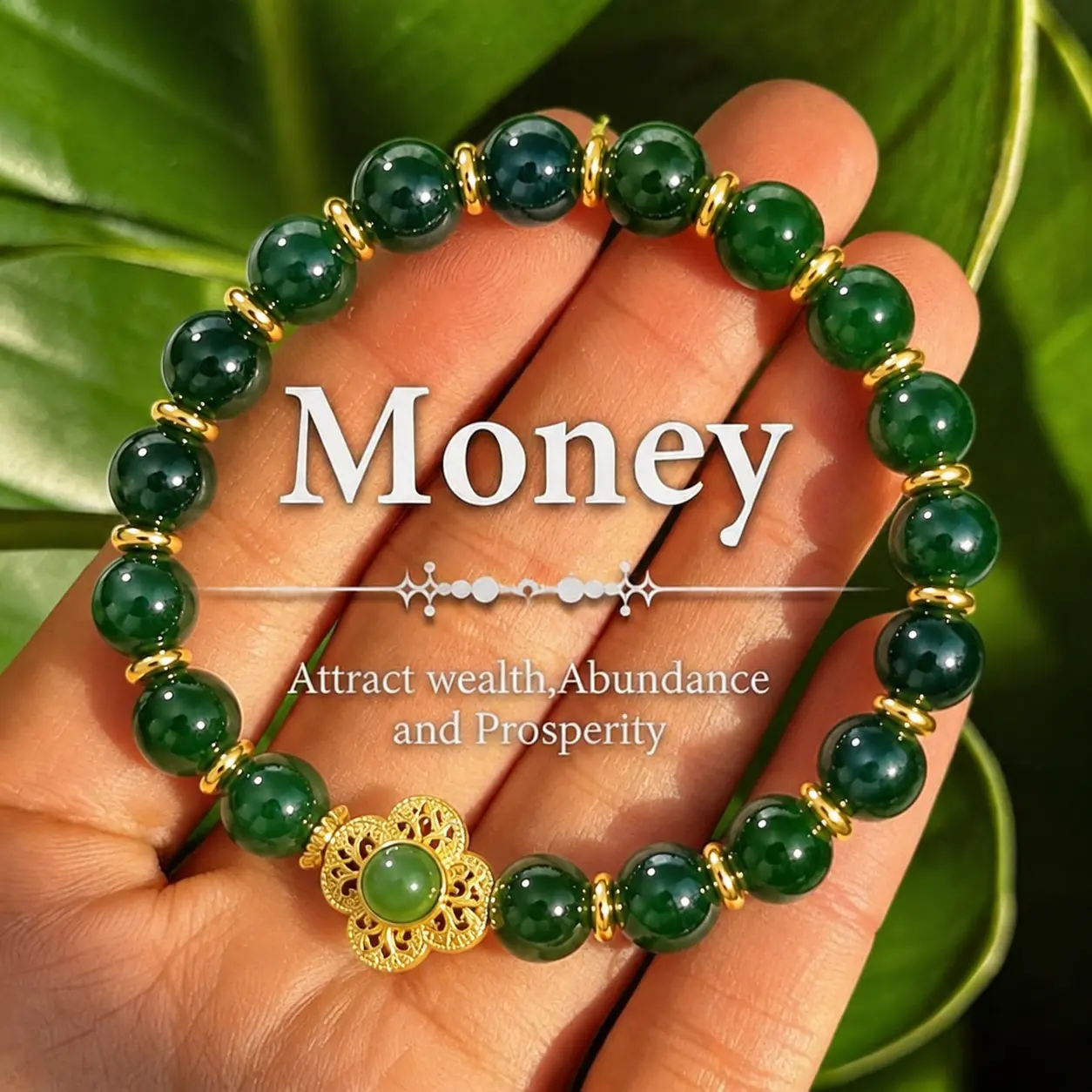 Green Aventurine 4-Leaf Clover Bracelet - Money Magnet, Wealth & Prosperity Manifesting Crystal Charm for Fashion Costume Jewelry