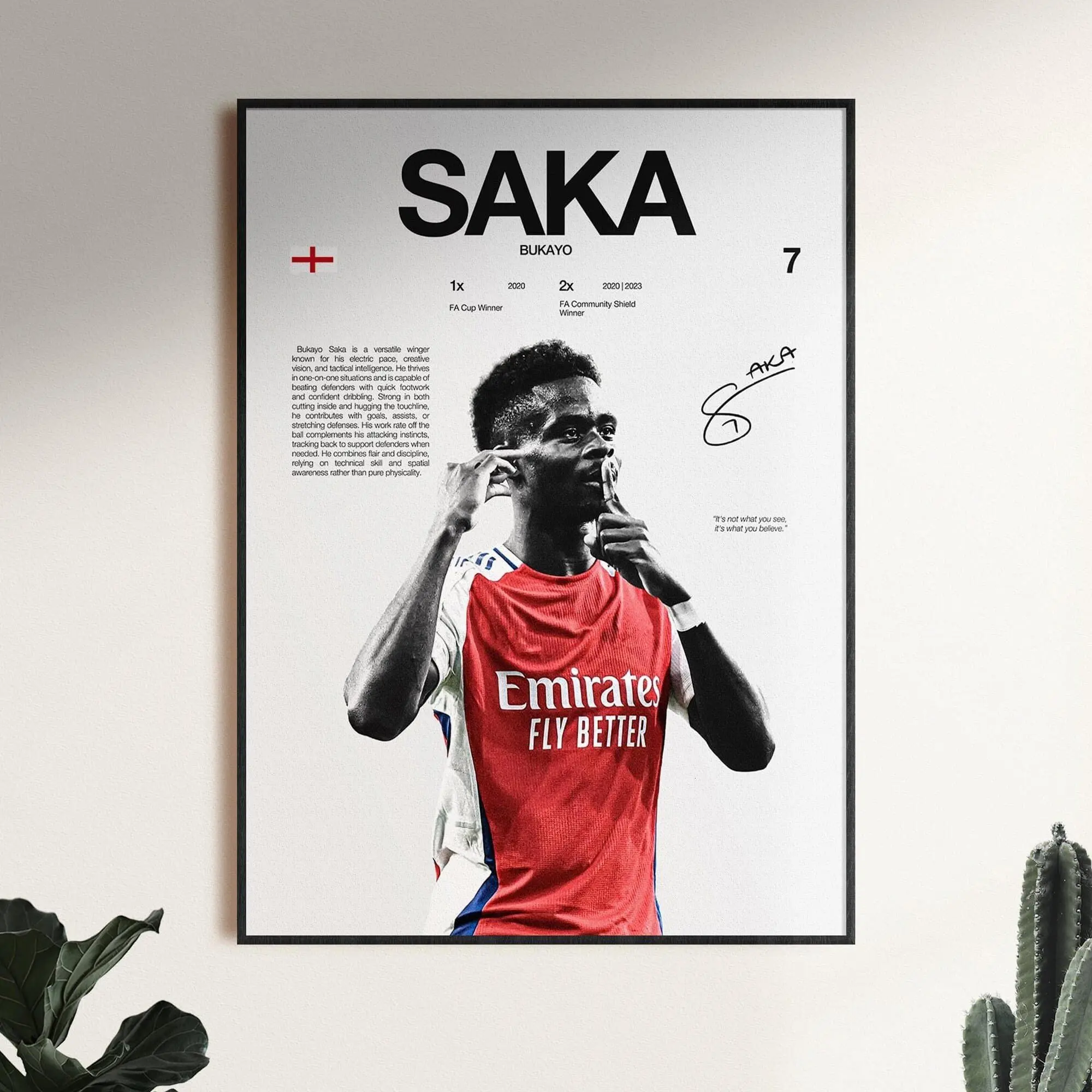 Bukayo Saka Poster, Wall Print, Football Print, Soccer Print Decor, Premier League Decor, Football Gift, Sports Wall Art