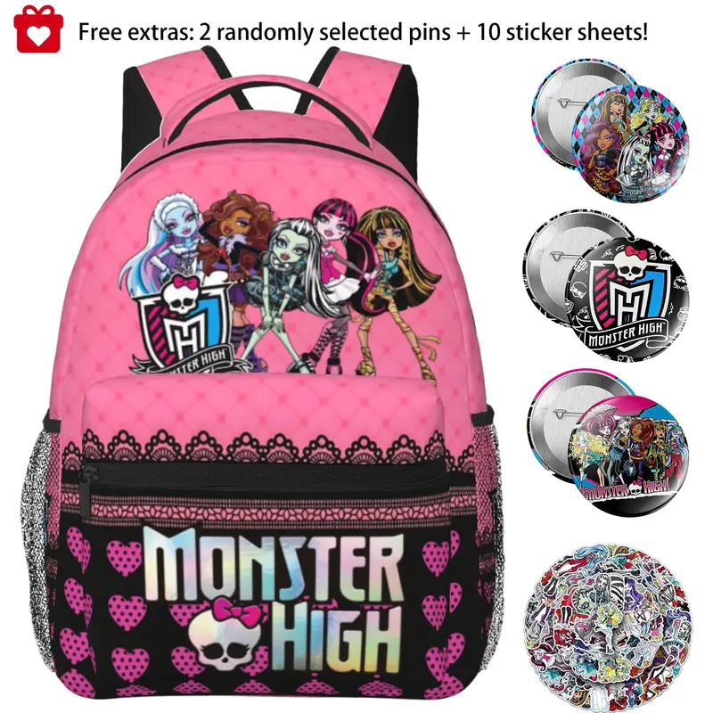 Monster high Large Capacity Backpack Monster high dolls Lightweight Storage Bag Multi-Compartment Design with Secure Zipper Closure  A Top Choice for Monster high doll Fans for Workers & Travelers