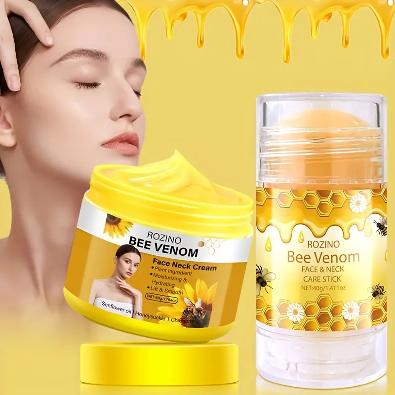 Cream zon King フェイスクリーム 3個セット ROZINO Bee Venom Face & Neck Cream Anti-Aging Hydrating Lifting