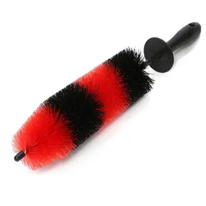 Wheel Brush, 18'' Long Soft Bristle Wheel and Rim Cleaning Brush, Car Wheel Brush, Rim and Tire Cleaning Brush, Multi-Purpose, For Wheels, Rims, Exhaust Ports, Motorcycles (Red)