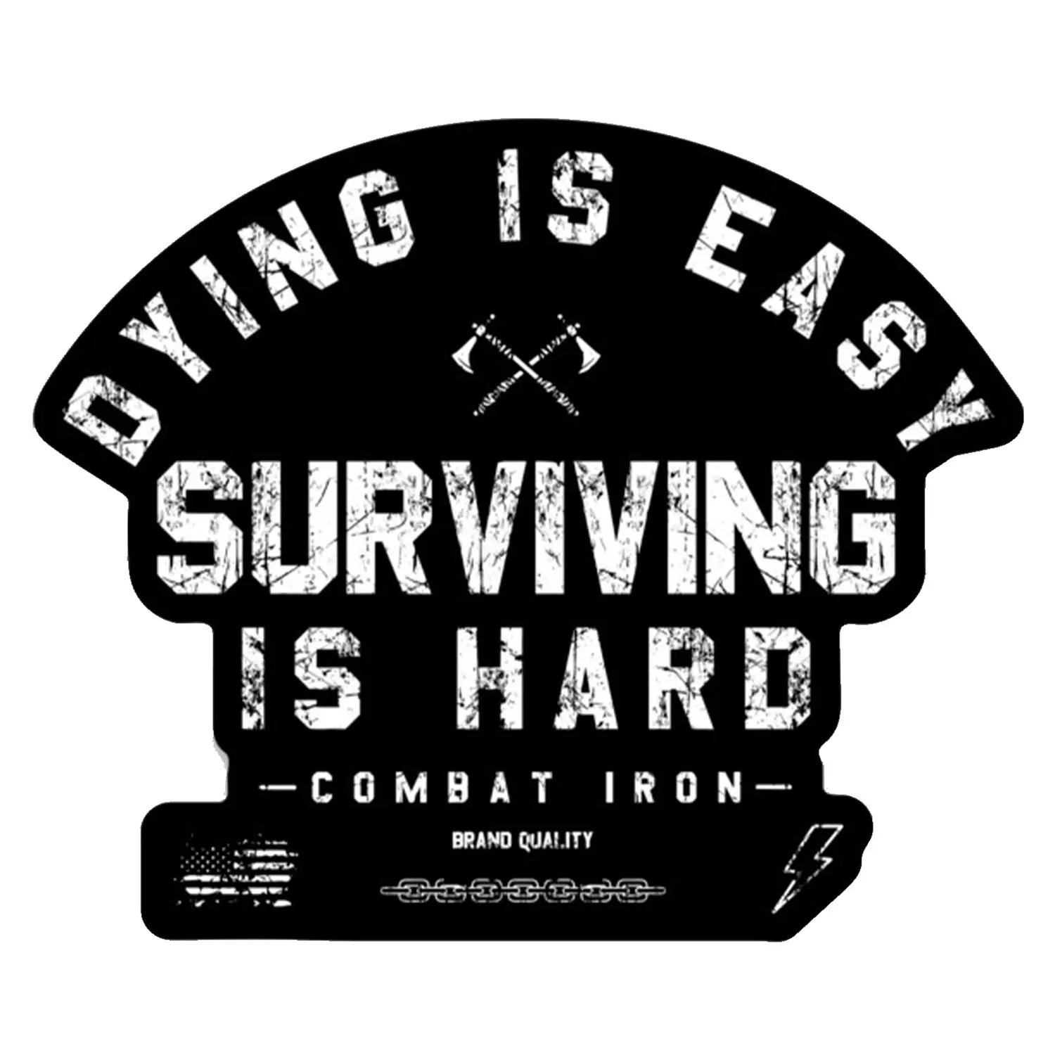 COMBAT IRON "Dying Is Easy - Surviving Is Hard" Adhesive Vinyl Decal, Car Vehicle Decoration, Cool Truck Decal, Home Supplies Decorative Sticker