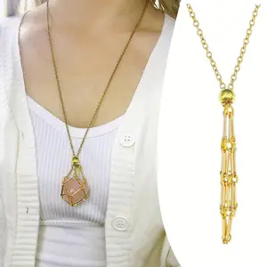 Stainless Steel Crystal Cage Necklace Adjustable Net Chain Stone Collecting Holder Anti-Tarnish Durable Design Easy to Open/Clos, Crystal Necklaces, Alloy Metal Necklaces