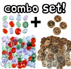 🏴‍☠️ 288-Piece Pirate Treasure Combo Set – 144 Assorted Jewels + 144 Rustic Gold Coins