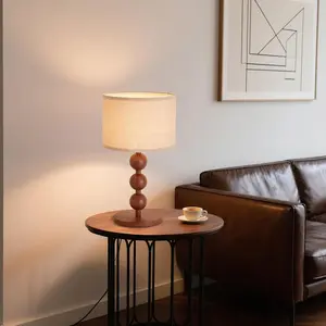 Bedside Nightstand Table Lamp for Bedroom, Red   Iron Desk Lamp with Fabric Shade, Mid Century Modern Farmhouse Lamps for Living Room,  Office ?Includes LED E26 Bulb?