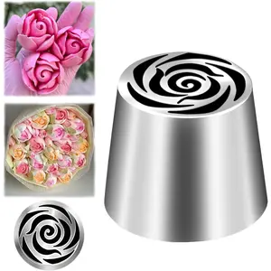 Extra Large Russian Piping Tip, Stainless Steel Flower Piping Tips Rose Floral Icing Nozzles for Cake Decorating, Frosting, Cream Flower DIY Cookies, SL40 Bakeware Birthday