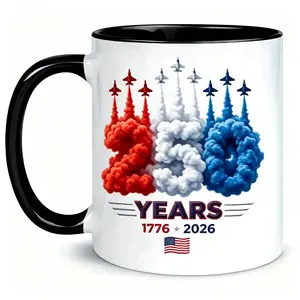 Stunning Bald Eagle 1776-2026 US Independence 250 Mug, Cheerful 4th of July Outdoor Party Celebration Drink Cup, Delightful Meaningful Gift For Patriotic Men Women Kids, Safe Ceramic For All Hot Drinks